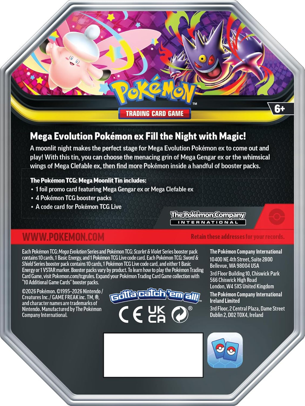 Pokemon Tcg Mega Moonlit Tin - Mega Gengar Ex En Inglés