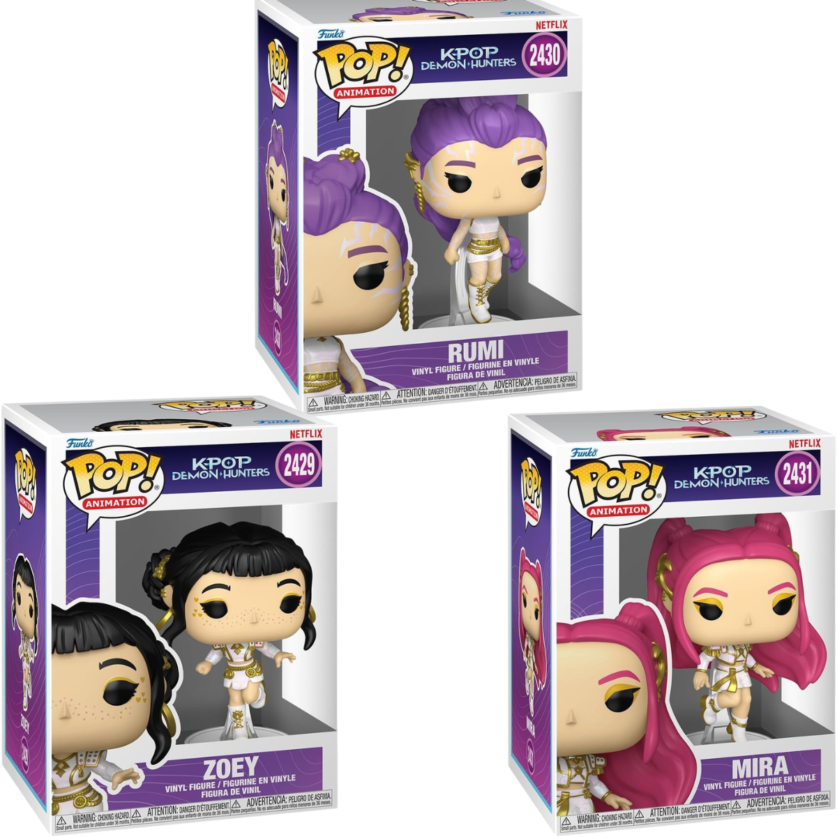 Funko Pop! K Pop Demon Hunters 3 Pack - Outfit Blanco "What It Sounds Like"