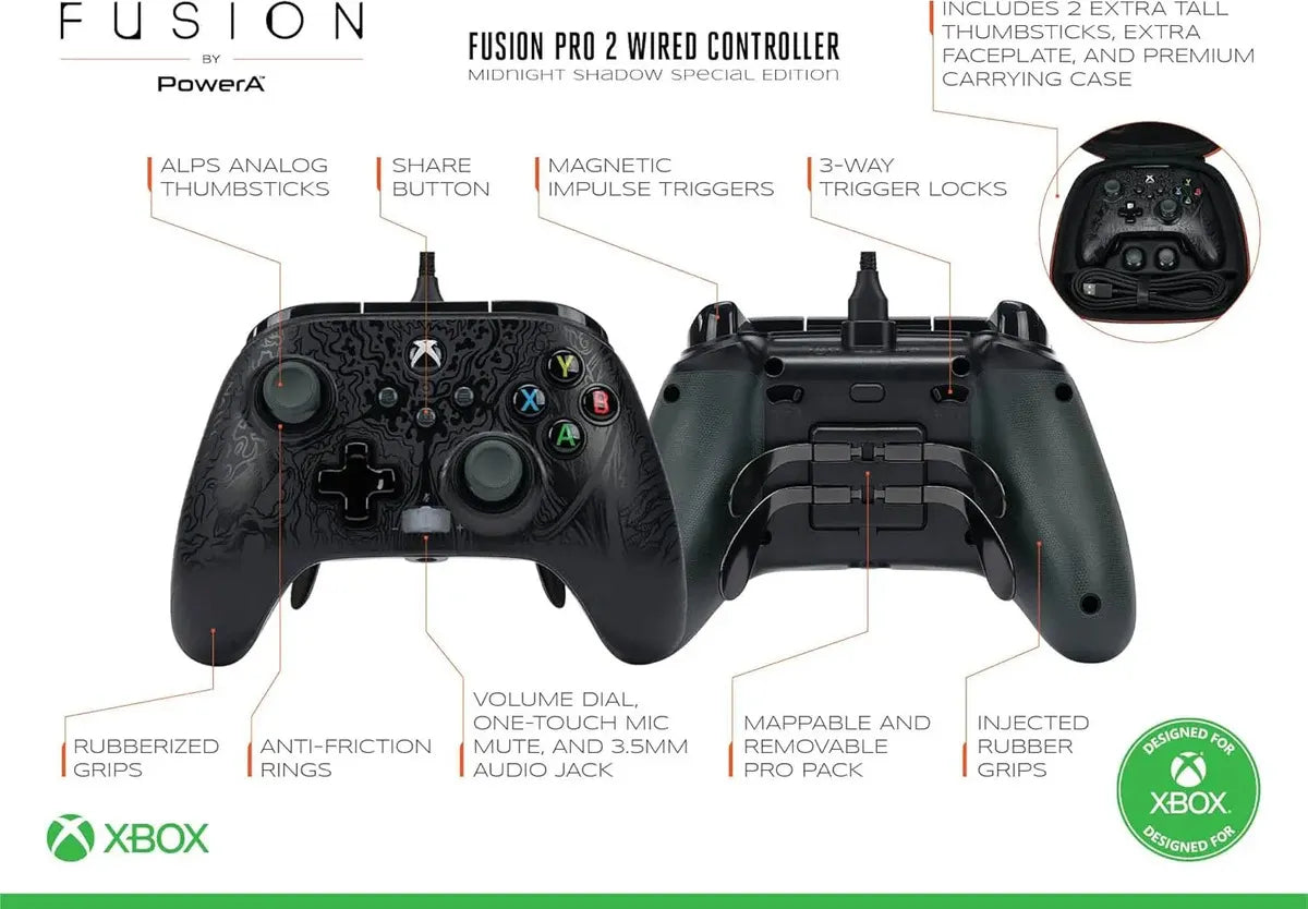 Control Alambrico Power A Fusion Pro 2 Midnight Shadow Xbox Black Midnight Shadow