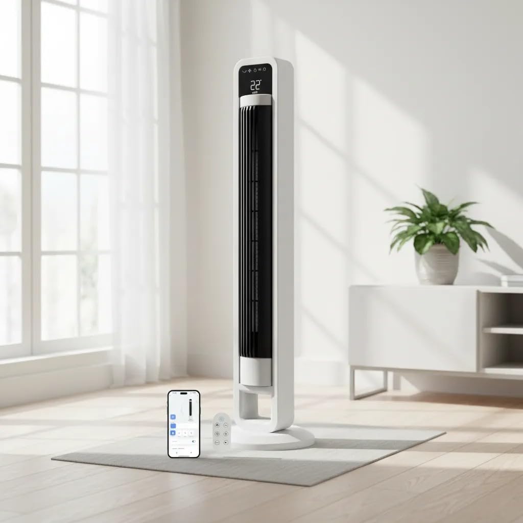 Ventilador De Torre Omnibreeze Blanco - 4 Velocidades con Wi-Fi