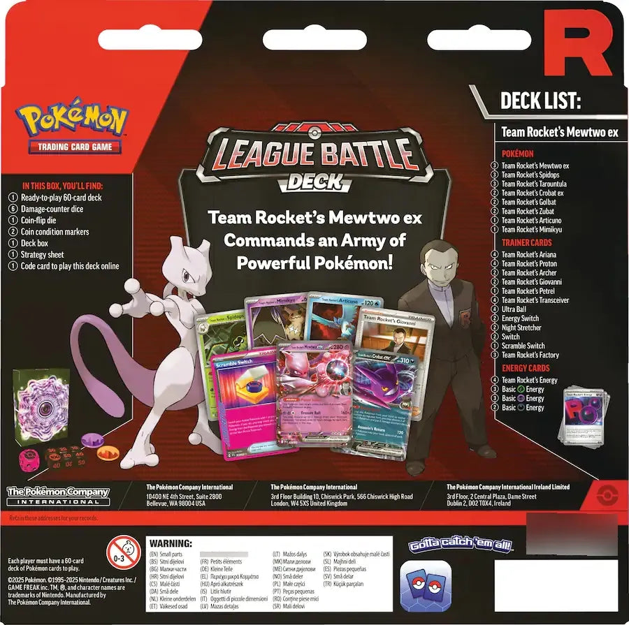 Pokemon Tcg League Battle Deck - Team Rocket Mewtwo Ex Inglés